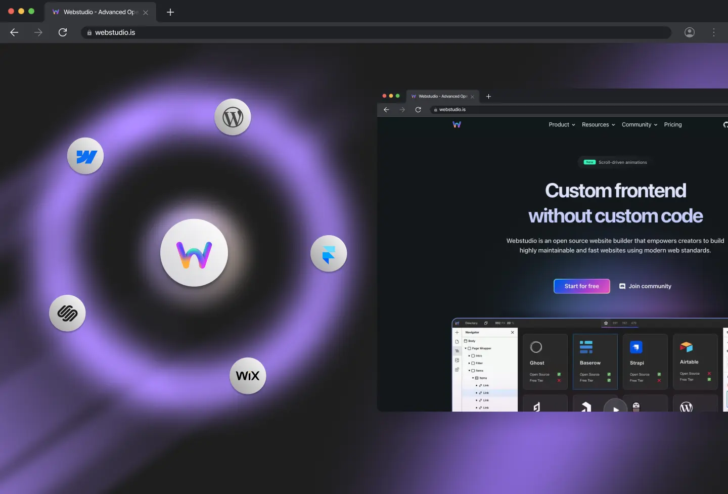 Illustration of a Migration services from other site builders to Webstudio