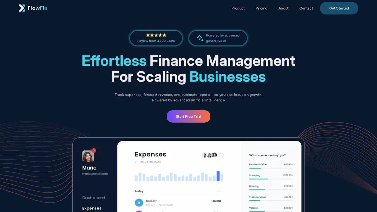 FlowFin - Website designed and created by Vibrance Pixels