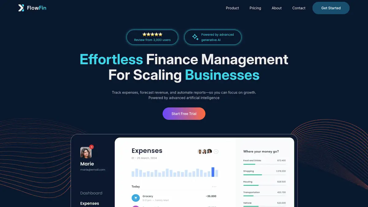 FlowFin - Website designed and created by Vibrance Pixels