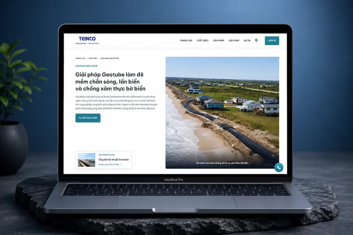 Newly designed Project page of an industrial website on a desktop screen